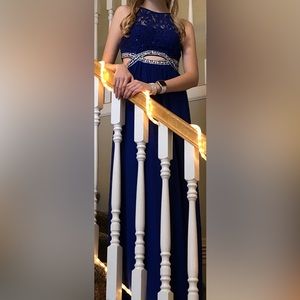 Long blue formal dress